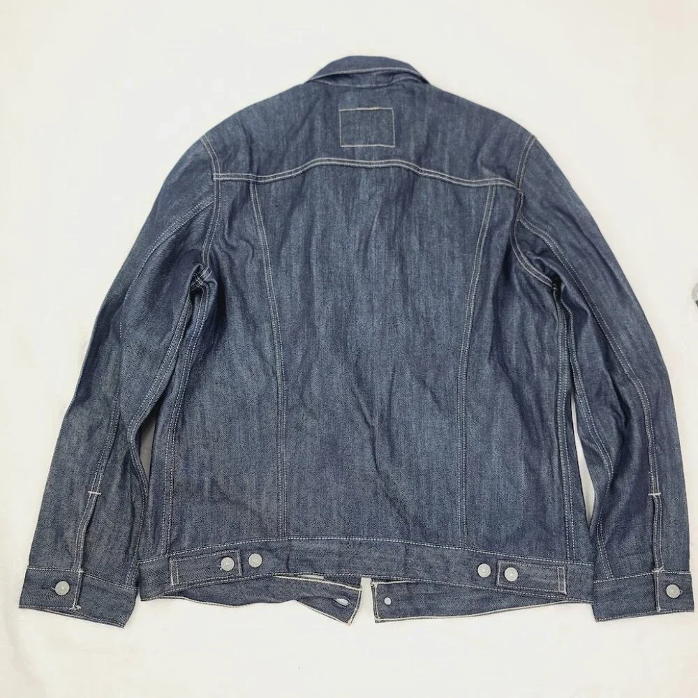 Levi's Men's Solid Dark Blue Spread‎ Collar Denim Relaxed Trucker Jacket Size XL - Picture 3 of 12
